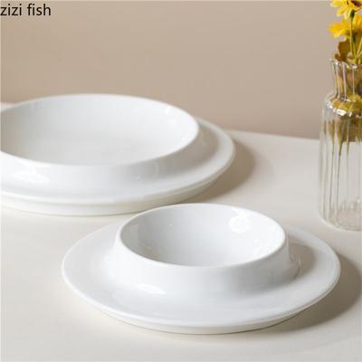 Reinweiß Kreativ Keramik Tiefer Suppenteller Dessert Snack Teller Sushi Teller Restaurant Molekulare Küche Spezialgeschirr