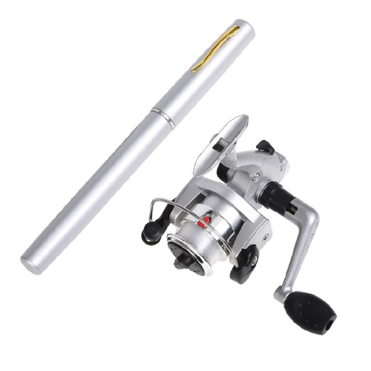 Fickstorlek Teleskopisk Mini Penna Formad Fiskespö och Rulle Set, Penna Stil Vikbar Fiskespö med Rulle Set för Isfiske