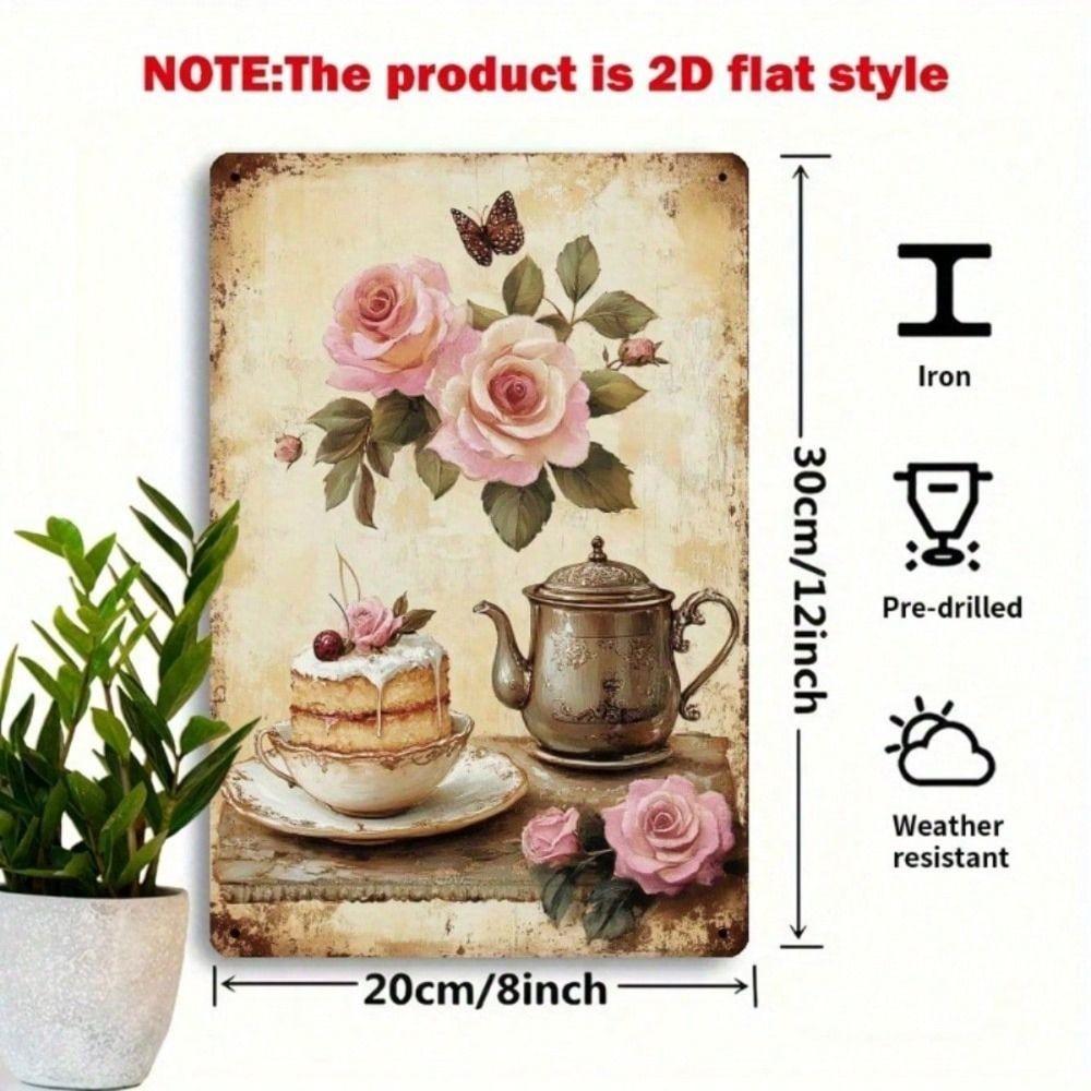 Vintage Roses Cupcake Tin Sign, Wall Art for Kitchen