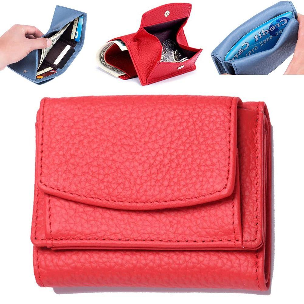 New PU Leather Leather Wallet Coin Purse Short Wallet Folding Mini Wallet with Cash Slot Simple Small Purse for Women