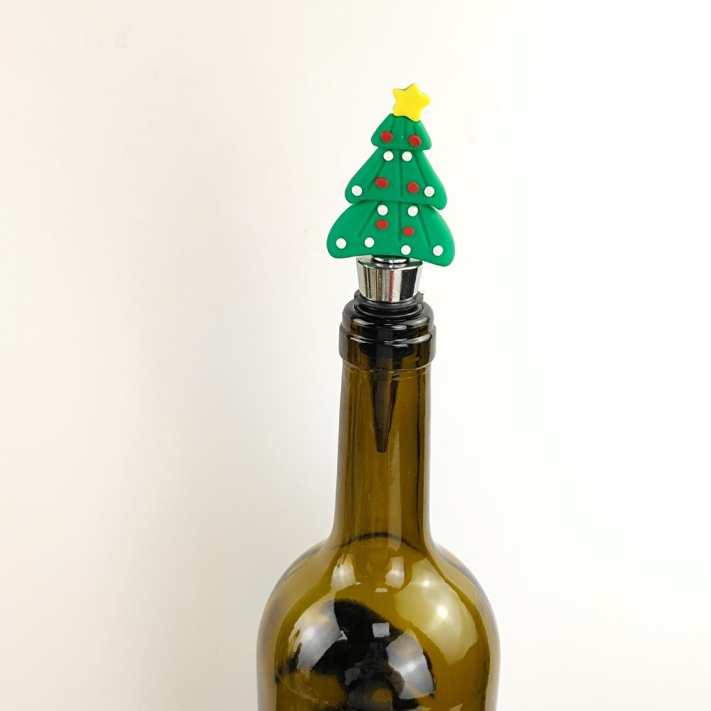 Merry Christmas Wine Sealer Xmas Tree Snowman Preservation Wine Cork Home Bar Bottle Decor