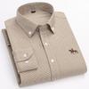 Kariertes Lässiges Baumwoll-Herrenhemd Slim Fit Mit Pferde-Logo Oxford-Stoff Langärmeliges Gestreiftes Hemd Für Herren