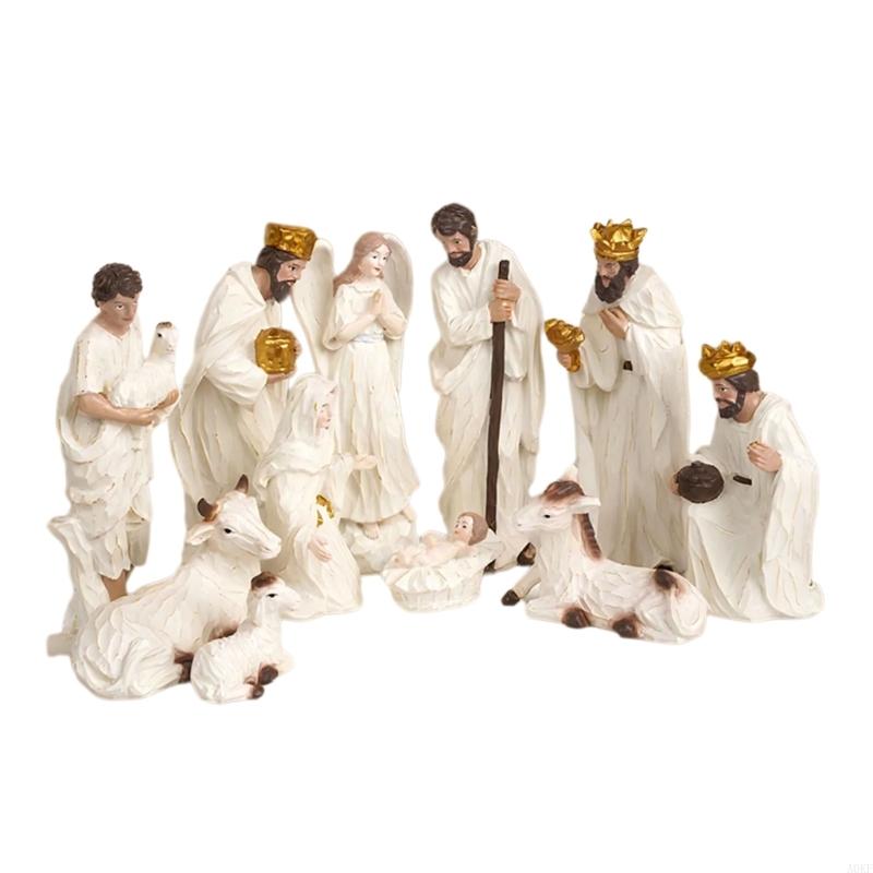 

Christmas Nativity Figurines Resins Nativity Scene Statue with Stable Holy Family Statue Table Centerpieces Home Decors A0KF China Mainland
