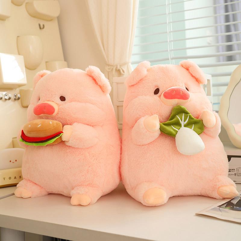 Cute Pig Plush Toy Stuffed Animals Pig With Hamburger Soft Doll Fluffy Pig Cabbage Birthday Gift