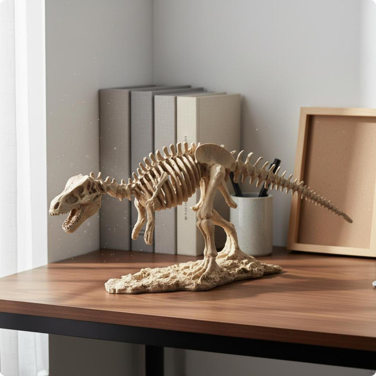 Tyrannosaurus Rex Skeleton Resin RockLike baseLike Base Dinosaur Statue for Retro Color