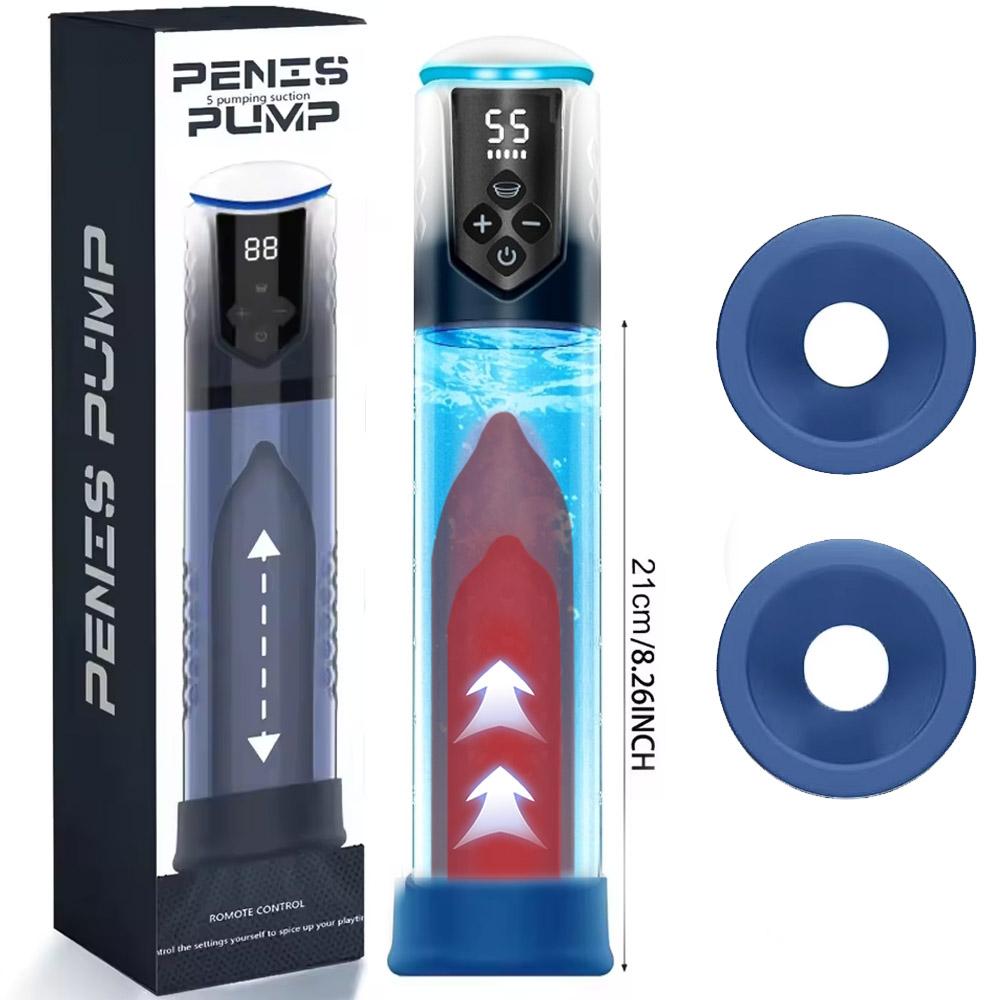 IPX7 Waterproof Electric Penis Pump for Enlargement Man Vacuum Pump Enlargement Extend Pump 5 Suction Levels 2 Silicone Sleeves