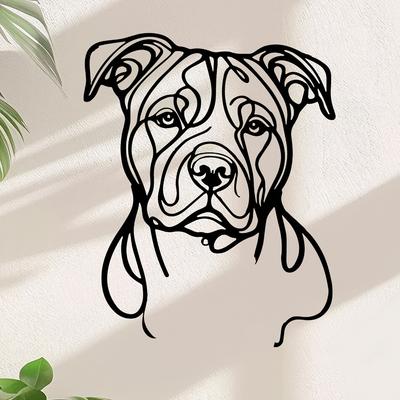 1 Stück Minimalistische American Staffordshire Terrier Metall Wandkunst, Wohnzimmer Garten Dekoration, Weihnachts Thanksgiving Geschenk für Hundeliebhaber