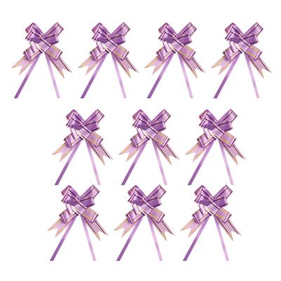 10 Pieces Bow Pull Decor Multi-colors Festive Packing DIY Crafts Lightweight Plastic Hand-Pulled Flower Christmas Holiday