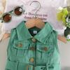 Girls' Solid Color Sleeveless Belted Dress