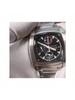CHRONOGRAPH Herren Quarz Chronograph Uhr - Schwarzes Quadratisches Zifferblatt, Schwarz/Weiß Ionenplattiertes Armband, Datumsanzeige SNAA97J1
