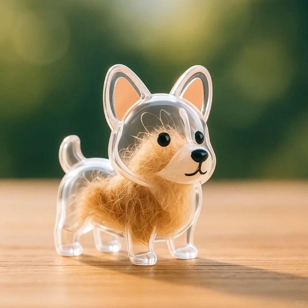 Dog Shape Dog Hair Storage Box Transparent Puppy Pendants Hanging Decor Pet Hair Keychain  Backpack