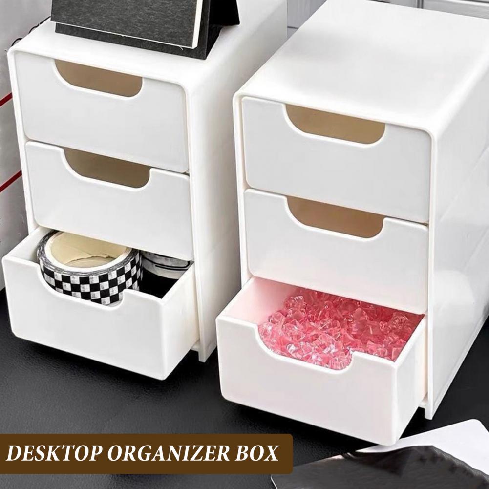 1 Set Desktop Storage Box Modular 3-Drawer Organizer Scratch-Resistant Desk Drawers for Jewelry Stationery Cosmetics Storage And