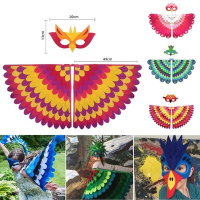 Parrot Bird Animal Bird Wings+Mask Suit Stage Performance Cosplay Cloak Halloween Felt Cape