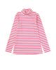 Azura Exchange Strawberry Pink Striped Print Textured Knit Long Sleeve Tee