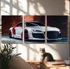 Oil Canvas Sports Car Wall Art for Living Room or Bedroom with Pine Wood Frame