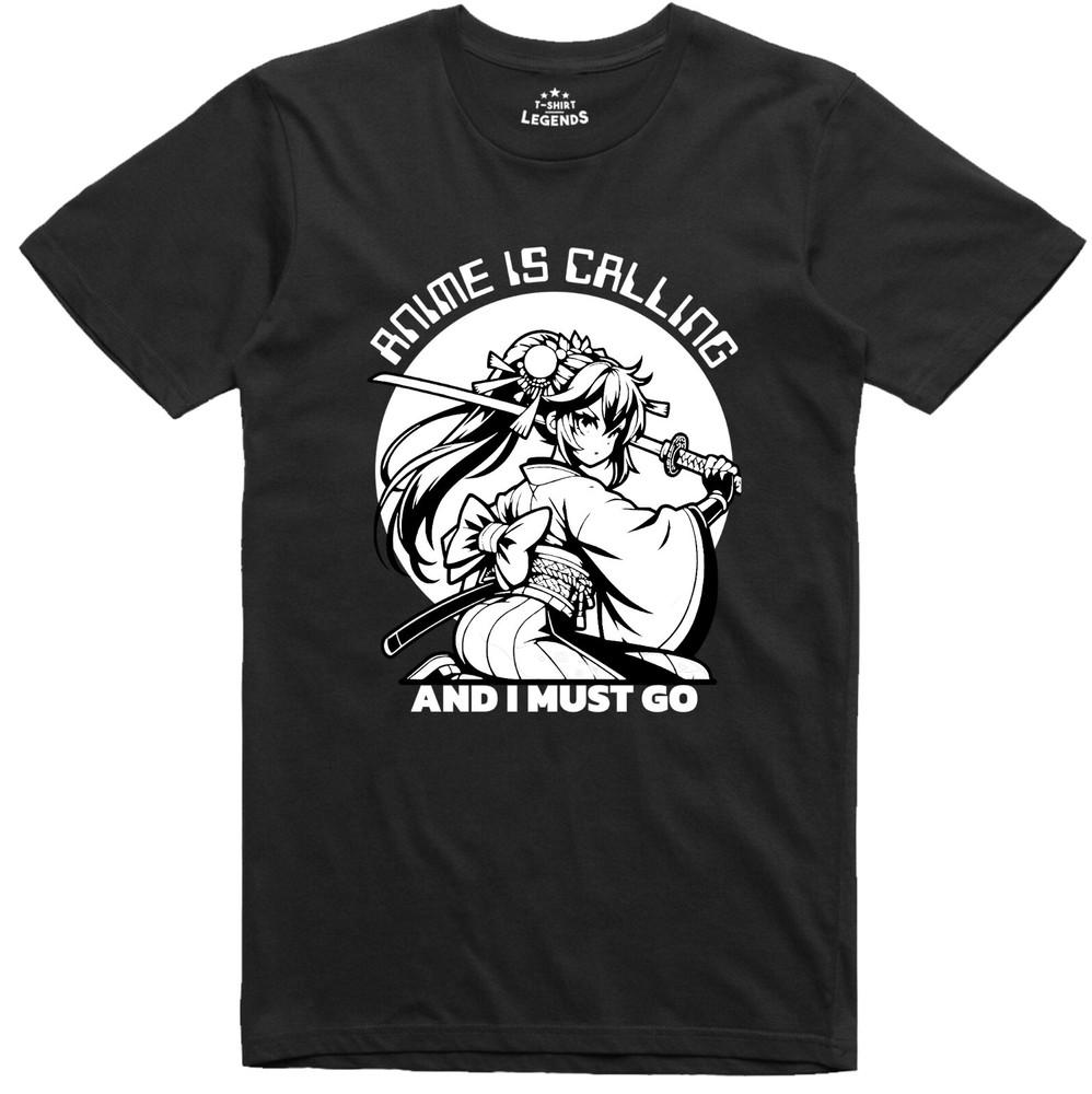 Mens T Shirt  Manga Anime Is Calling Funny Japanese Geek  Regular Fit Tee