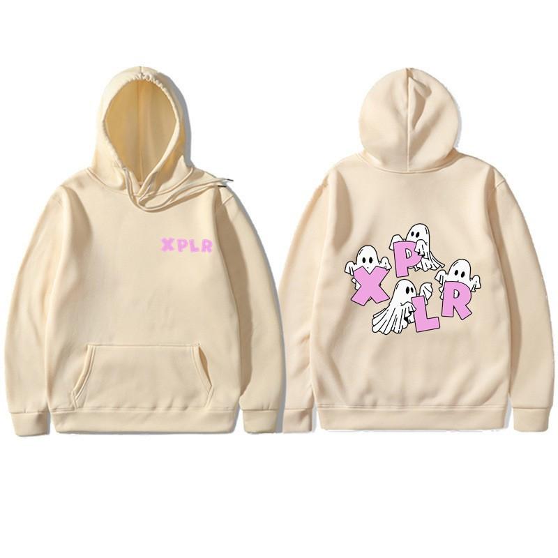 Sam and Colby Xplr Ghost Print Hoodie Men Women Retro Long