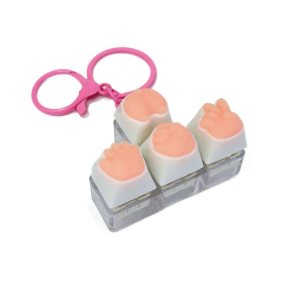 Cute Soft Silicone Keyboard Key Fidget Keychain Decompression DIY Keycaps Keyboard Key Toy Cat Paw Button Keycap Stress Relief