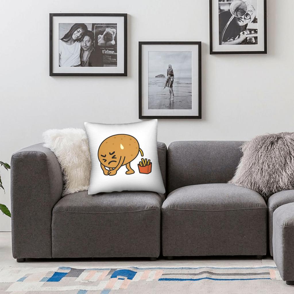 Potato Farting French Fries Pillow Case Comfy Pillow Cover For Living Room Bed Chair Retro Trendy Cushion Cover