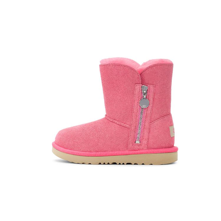 UGG Bailey Zip Short Sheepskin Lined Snow Boots Kids Boots Rose-Pink 1123613T-PKRS 23.5