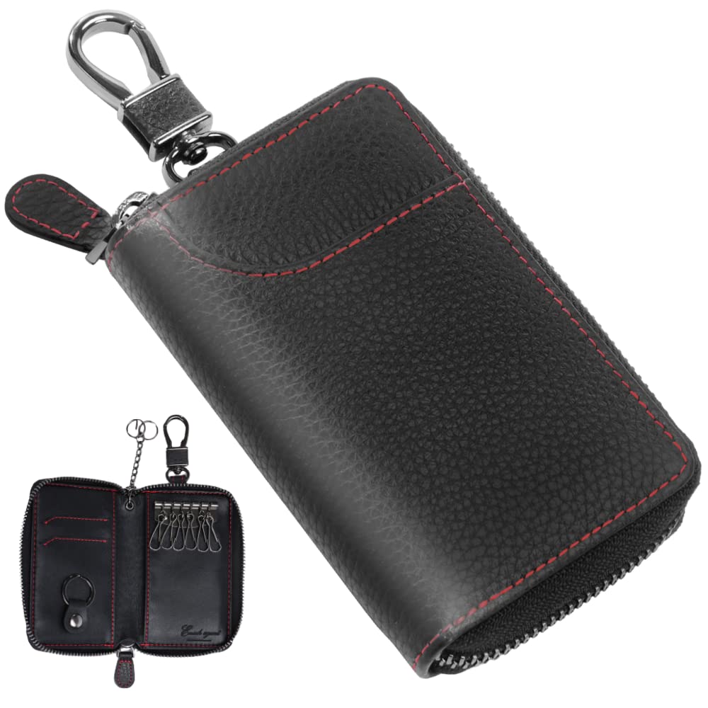 

in Genuine Leather Key Case for Smart Key Card Carabiner Premium Italian Cowhide Leather x [Enich agent] [Featured GOODA] Men, 6-Key Holder, Slots,