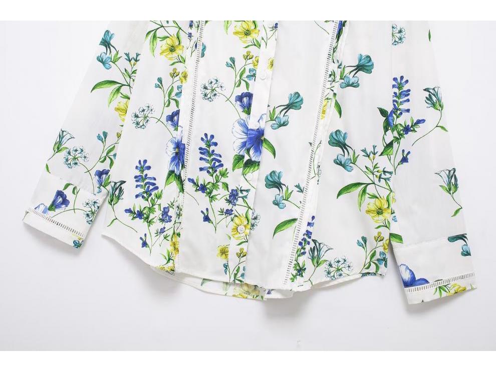 Summer European & American Women's Casual Floral Print Shirt - Street Fashion Style 