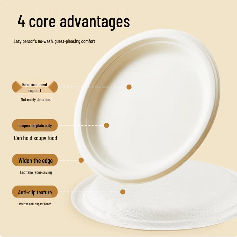 Taishun Disposable Thickened White Round Paper Plates