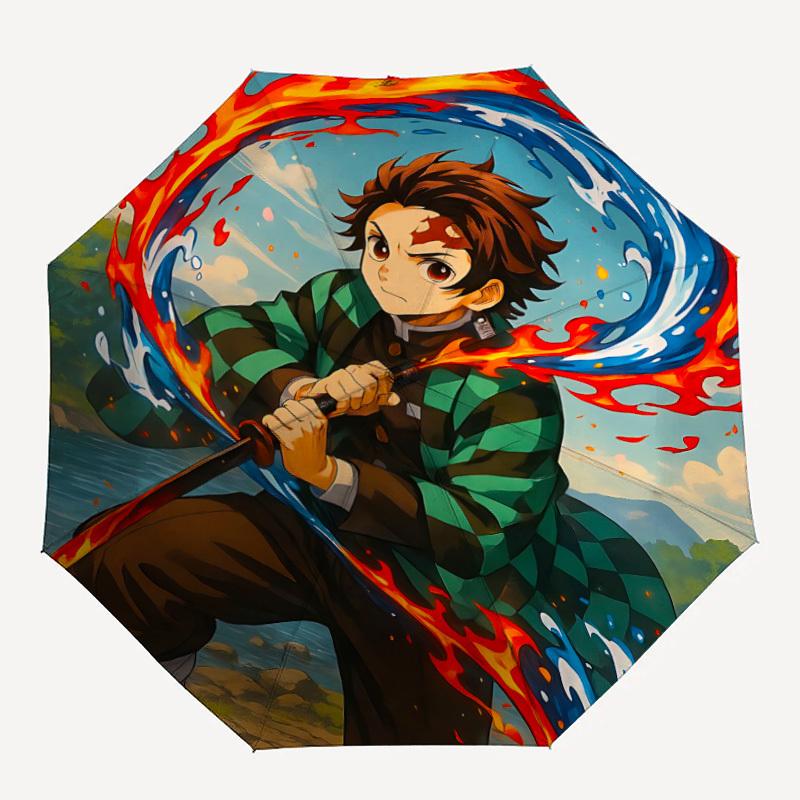 

1PC Demon Slayer Automatic Folding Umbrella, Automatic Folding Umbrella with 8 Ribs, Convenient for Outdoor Use 041