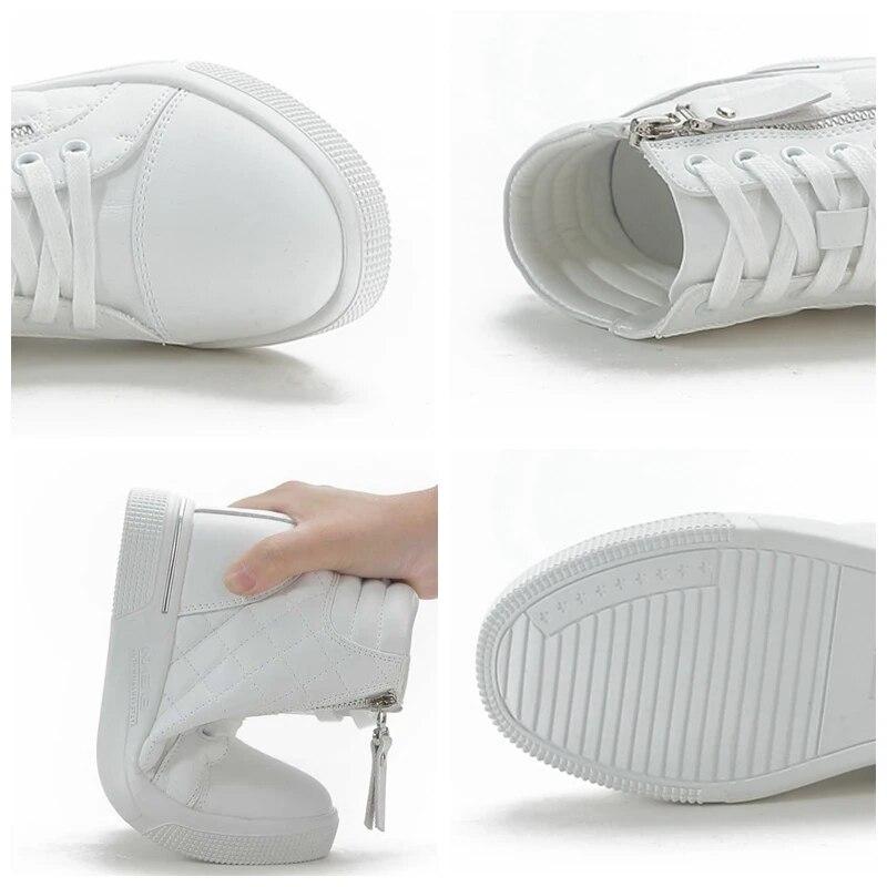 Fujin/2024 кожаные весенние ботинки на платформе из микрофибры на танкетке — фото 3