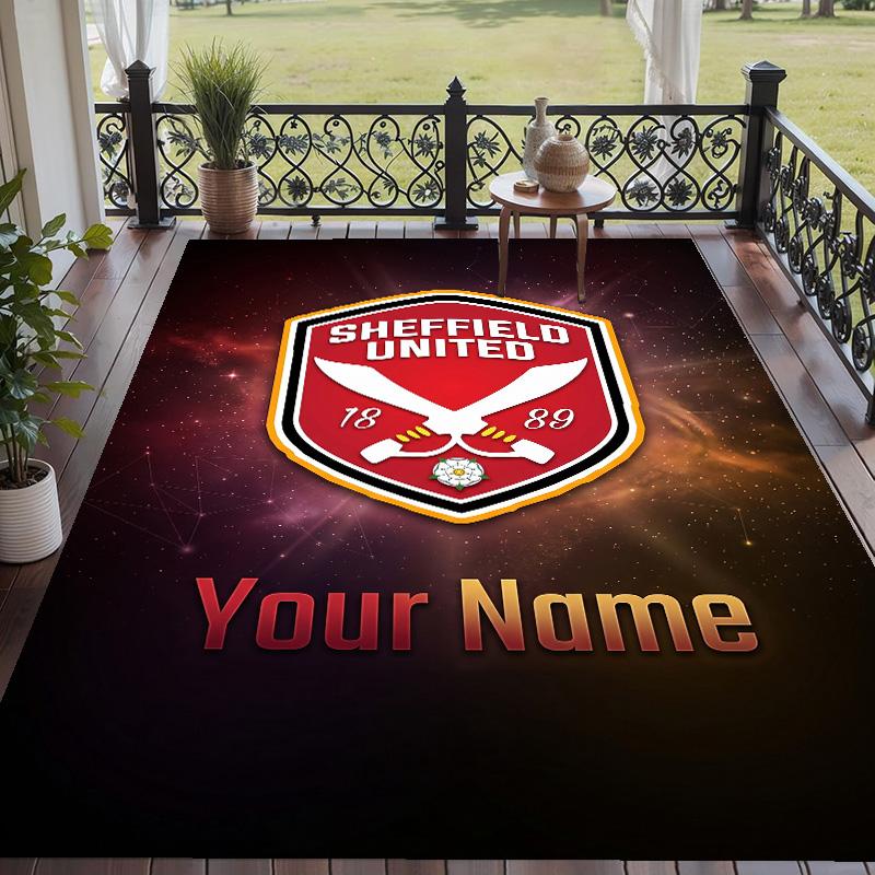 Custom Text Printed Rug Sheffield United FC Non Slip Floor Carpet For Home Room Decor