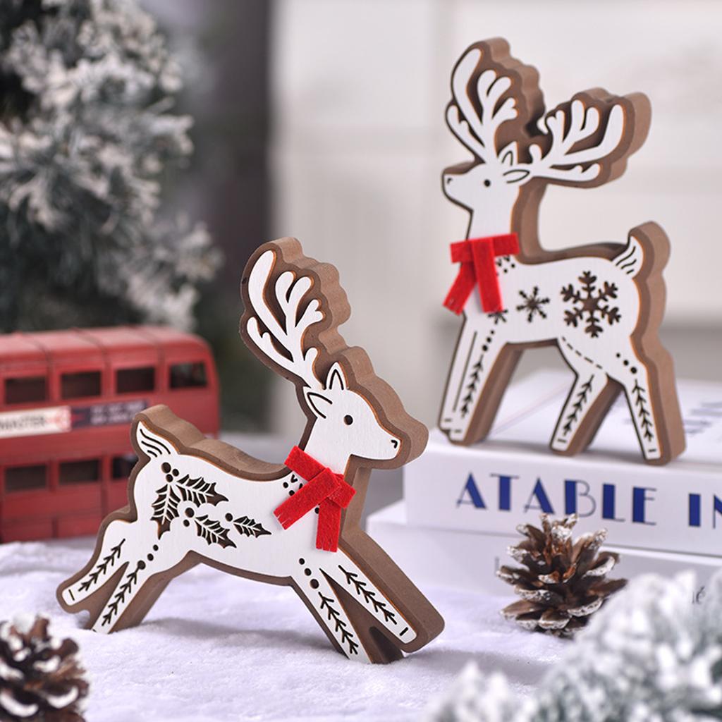 Christmas Elk  Wooden Ornaments Christmas Decorations Deer Ornaments Christmas Desktop Window Deer Decoration