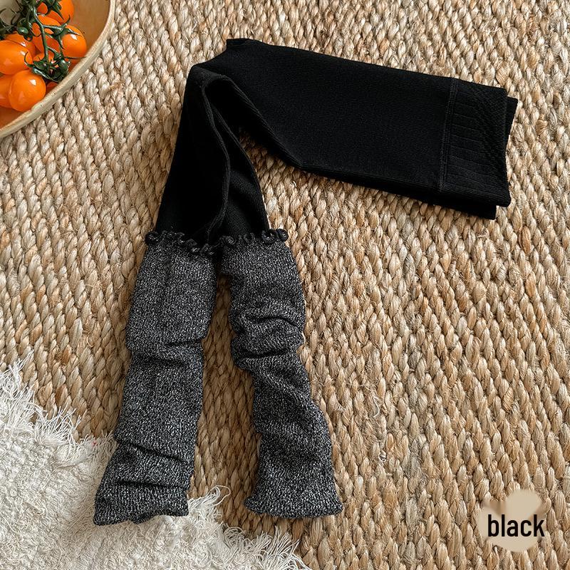 

Children s Golden Brown Two-Piece Scrunched Socks & Warm Leggings Set for Autumn/Winter M/100-120cm