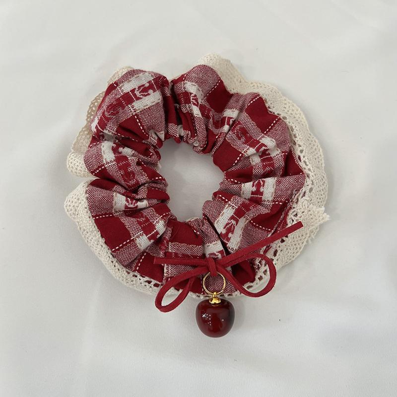 

1 шт. Женские резинки для волос в милом стиле, красная клетка, резинка с вишней, кружевная вишня, квадратный шарф, веревка для волос, альпинистский шарф
