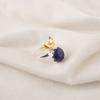Round Natural Lapis Lazuli Sterling Silver Wife Gift Cocktail Throat Chakra Ring RR-58-28