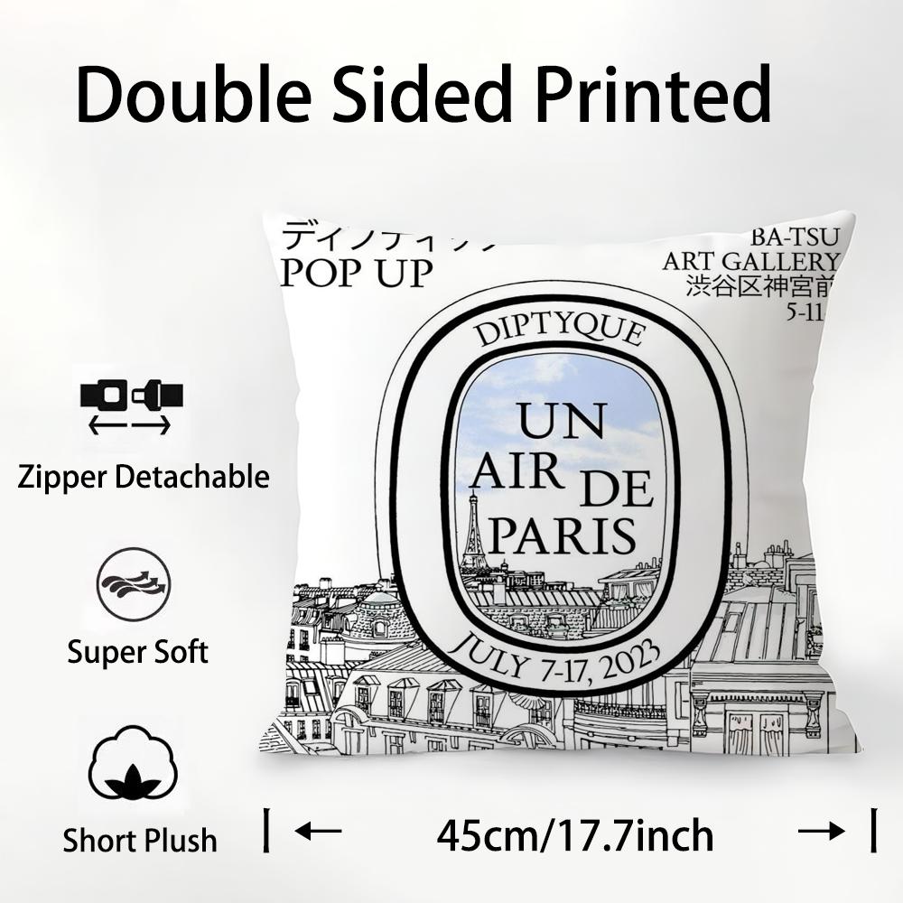 Luxury D-Diptyques Pillow Case Plush Fabric Soft Double Sided Print Sofa Cushion Cover Throw Pillow Covers