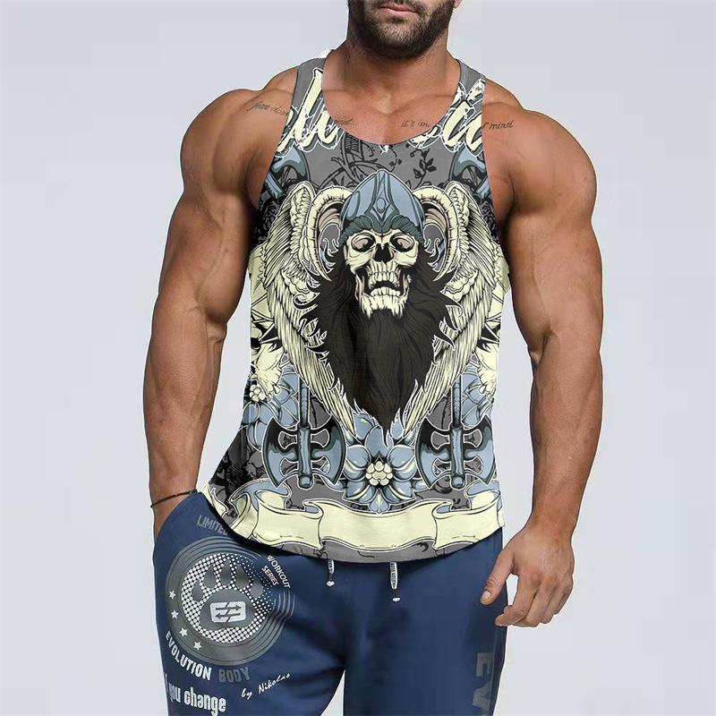 Skeleton Nightmare 3D Printed Large Size Trendy Sleeveless Men's Tank Top