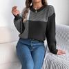 HNXC  Autumn and Winter Casual Checkered Long-sleeved Pullover Sweater for Women