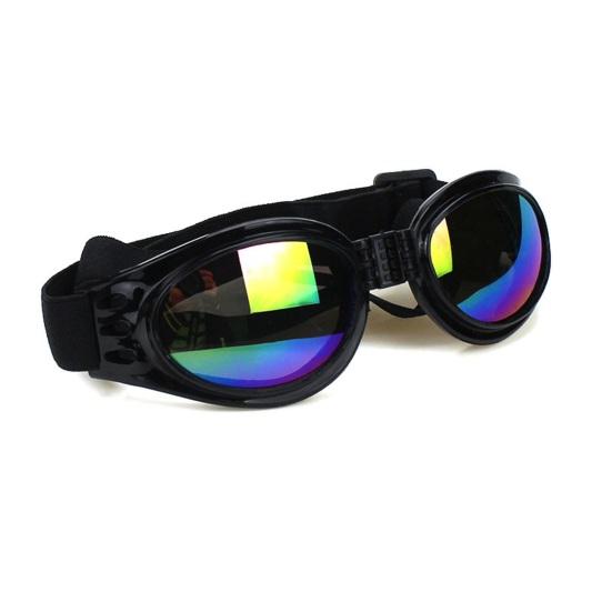 Dog Polarized Sunglasses Small Breed UV Protection Windproof Sun Glasses Pet Goggles Adjustable Folding Eye Wear with Elastic Band for Outdoor