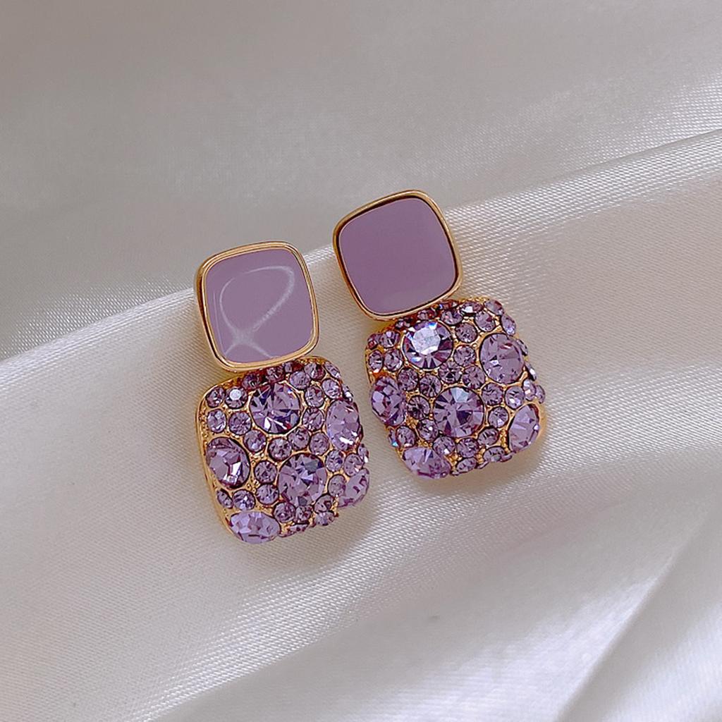 Square-shaped Trendy Purple Square-shaped Fashion Commuting Earrings and Ear Pendants for Accessories.