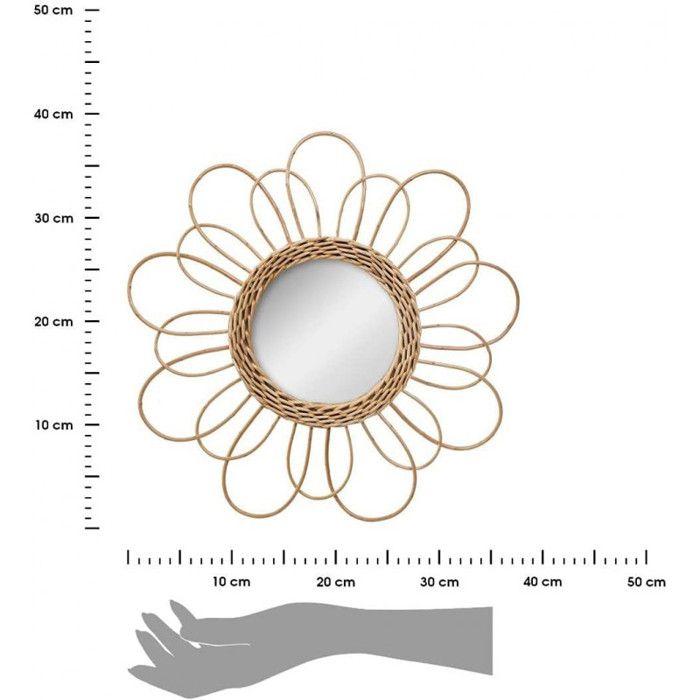 Miroir "Fleur" rotin D38cm - Atmosphera createur d'interieur