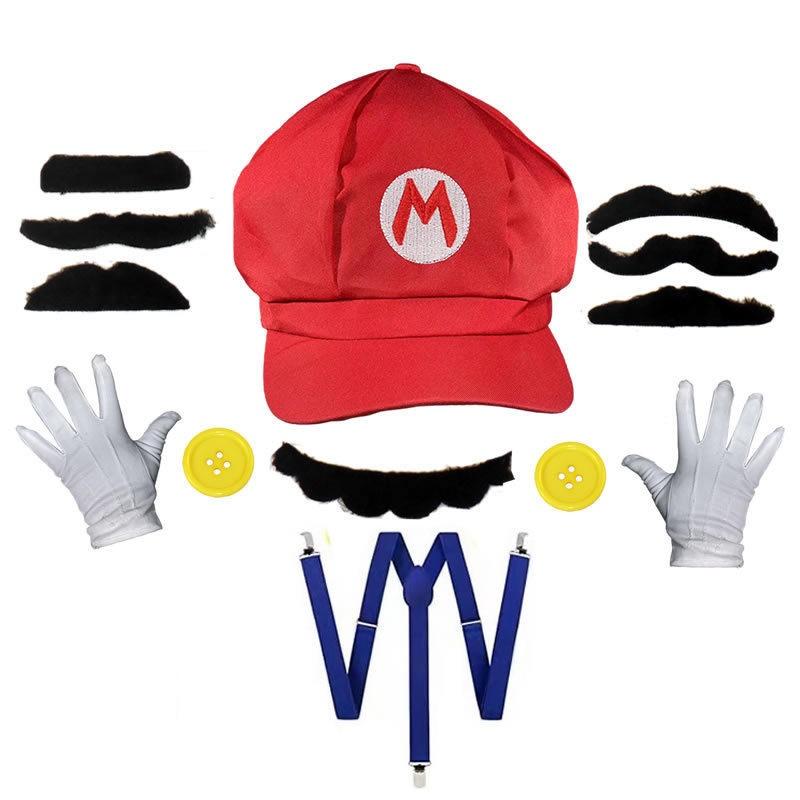 Sombrero de Sol Octogonal Oficial de Personaje Mario para Adulto, Gorra de Béisbol y Set de Accesorios
