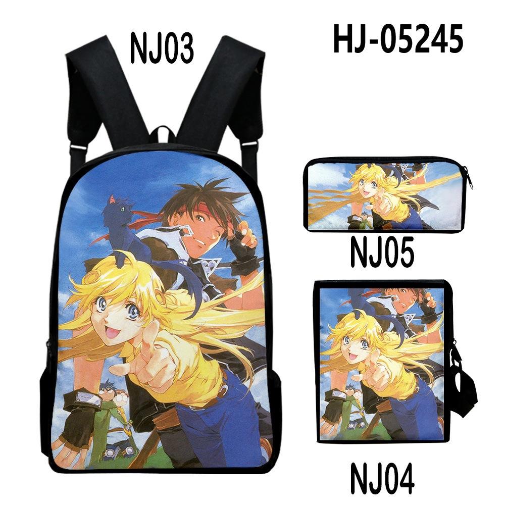Harajuku Sorcerous Stabber Orphen 3D Print 3pcs/Set Pupil School Bags Laptop Daypack Backpack Inclined Shoulder Bag Pencil Case