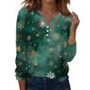 Women's Fashion Casual H Printed V-Neck Long Sleeve Decorative Button T-Shirt Tops