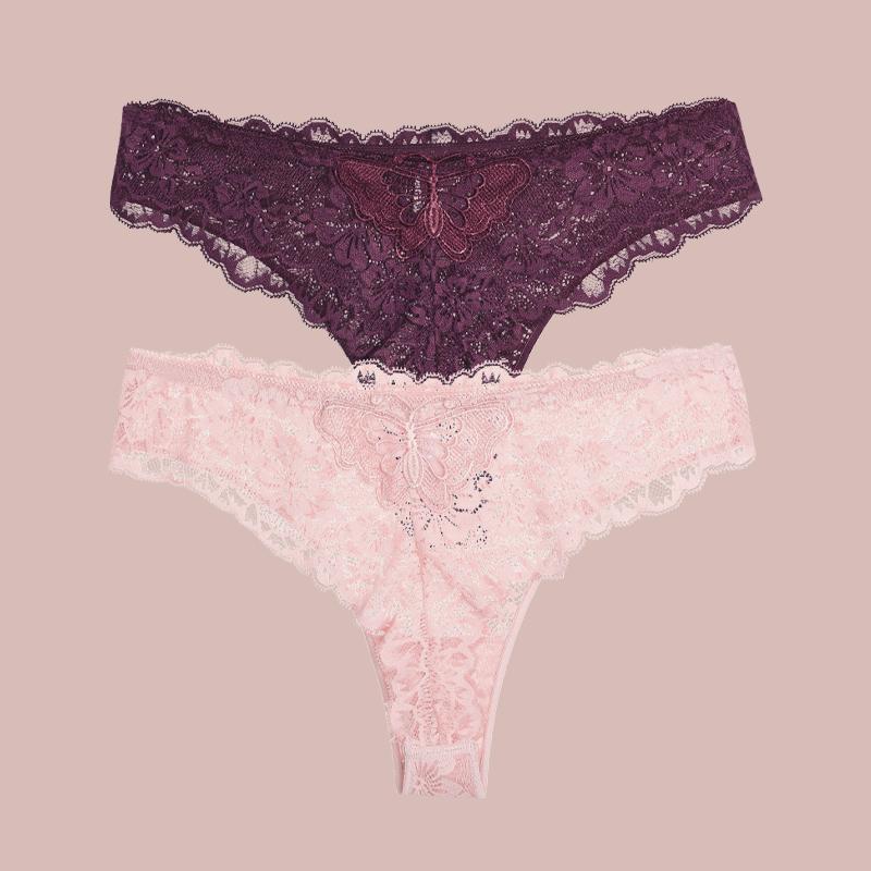 

2 шт. кружевные трусики-стринги женские с принтом бабочки, сексуальные, с вырезами, модные, дышащие, женское перспективное нижнее белье XL&2pcs