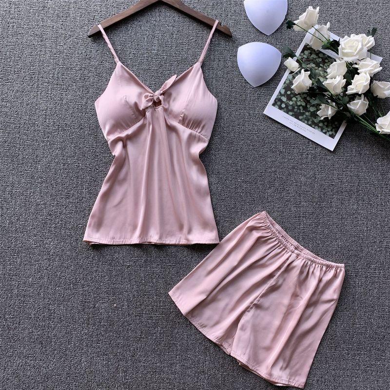 

Pajamas Summer Sexy Suspenders Two-Piece Set Sling Lace Two-piece Set Pink (5390) XL