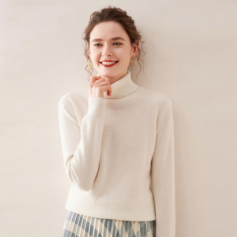 2025 Autumn/Winter Women's Solid Color Cashmere Lapel Sweater - Seven Gauge Double Ply Thickened Knit Base Layer