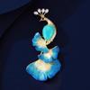 Blue Crane Brooch - Elegant Peacock Enamel Brooch - Luxurious Accent Pin