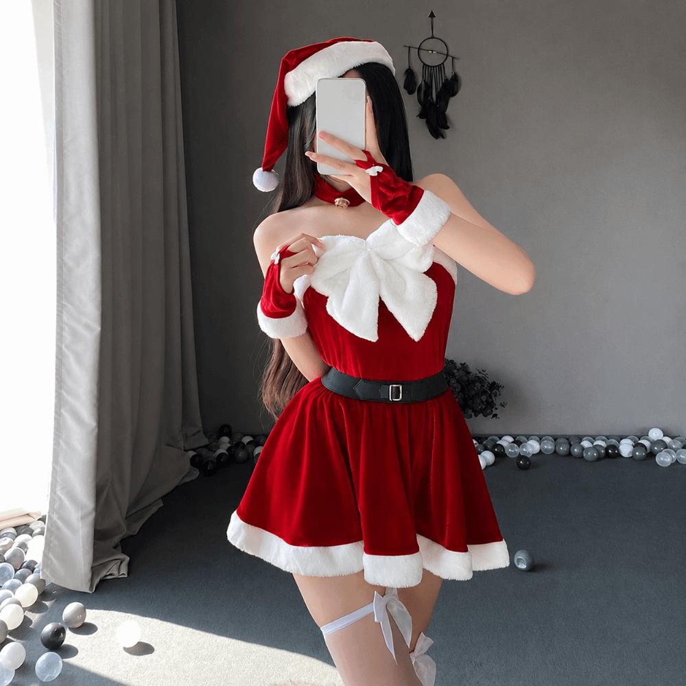Santa Claus Cosplay Christmas Outfit Gold Velvet Christmas Perform Costume  Nightclub Bar