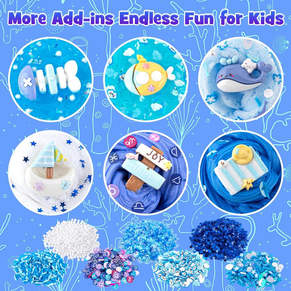 Festive Fluffy Cloud Slime Kit, Soft Stretchy Non-Sticky Crystal Mud, DIY Sensory Sludge for Holiday Stress Relief Gifts