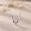 Women's Pink Heart Zircon Necklace – Cute Summer Clavicle Chain, Ideal Gift for Girlfriend